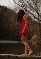 Red dress on an winter's day, Josie (jos015) ATK Natural & Hairy: Josie (Red dress on an winter's day)