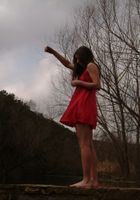 Red dress on an winter's day, Josie (jos015) ATK Natural & Hairy: Josie (Red dress on an winter's day)